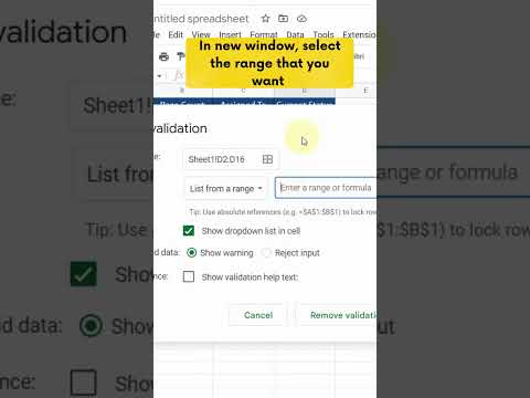 Drop Down List in Google Sheets #exceltutorial #shorts #msexcel