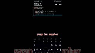 Swap the two number in c 🙏🙏#coding #programming