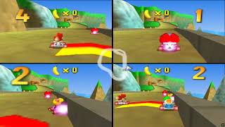Diddy Kong Racing - Cars 4 Player Multiplayer Session - Project64 Emulator