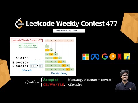 Leetcode Weekly Contest 477 | Q1, Q2, Q3, Q4 Solution Explained C++ | Bitmask, Prefix Sum | Watch2X🚀