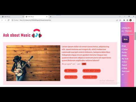 Amazing web site projet html/ css part 2 wiki music hot design