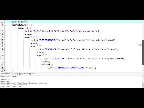 Create calculator in c++,used switch statement