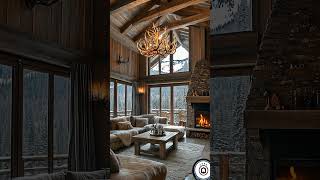 Cozy Forest Cabin 😍  #cozy #fireplace #relax #home #cabin #cozyvibes #cozylife #dreamplace