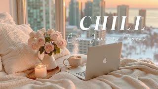 January Jazz Work Vibes | Cozy Afternoon Focus Music & Snowy Cityscape