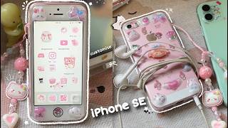 iPhone SE (2016) ♡ Refresh ✦ Case Stickers + Aesthetic Pink Home Screen Customization 💖