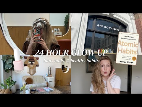 how to GLOW UP in 2025 *24 hours* ✨ going blonde, nails, makeup, &  healthy habits!