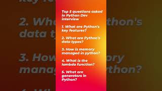 Top 5 Python questions asked in Interviews #python #trending #pythoninterviewquestionsandanswers