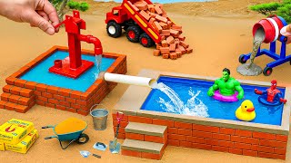 DIY Construction Science Project - Build a Water Well and Mini Hand Pump With Bricks & Swimming Pool