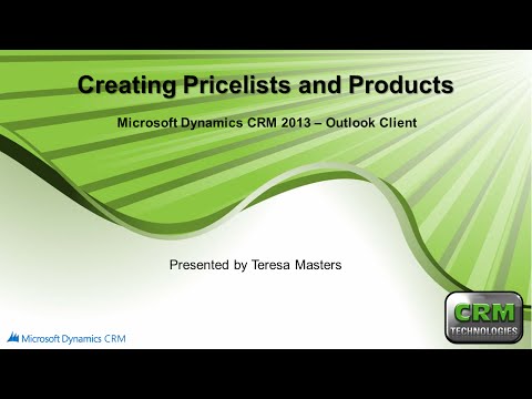 Creating Pricelists and Products in Dynamics CRM 2013