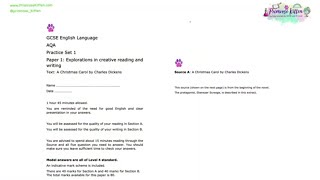 AQA | GCSE English Language |  Paper 1 | Practice Set 1