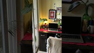 Non aesthetic workspace to aesthetic one 🌻 #workspacesetup #wfh #deskorganization #wfhlife #minimal