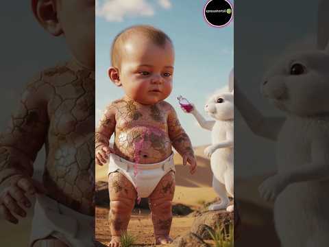 “Giant Baby Gets Rose Water Splash From His Rabbit Friend! 😱✨ | Viral Short”#ai #shorts