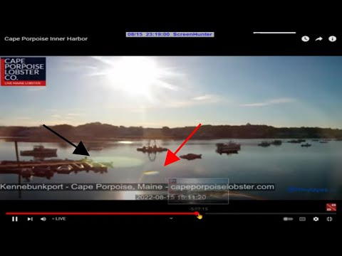 Multiple Objects Behind Sun & Striped Planet/Moon  Reflecting Off Water As Sunsets Maine Live Cam