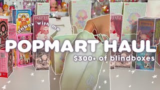 unboxing $300+ popmart blindbox haul | skullpanda, peach riot, hirono, dimoo, spacemolly + labubu 💫