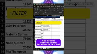 How to Separate Names and Numbers in Excel Using the FILTER Function #excel #exceltips #filters