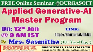 Applied Generative-AI Master Program (FREE Seminar) Online Training @ DURGASOFT