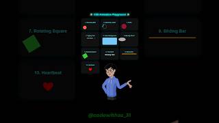 10 Cool CSS Animations Build in Minutes | CSS Animation Playground #shorts #youtubeshorts #viral