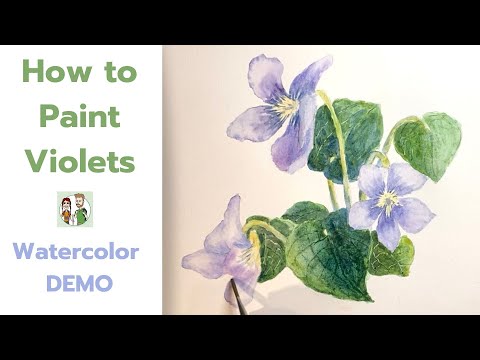 Easy Watercolor Violet Flower Painting by Always Wandering Art