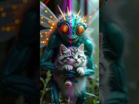 Kitten is Scared. What Is This Monster??? 🫨😿 #aiart #kitten