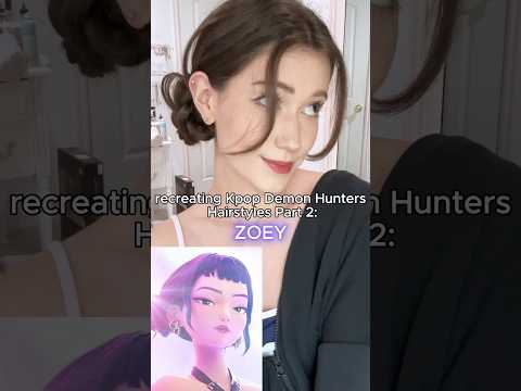Recreating Zoey’s hairstyle from Kpop Demon Hunters 💜 #kpopdemonhunters #hairtutorial #hairstyles