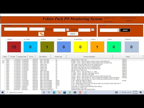 Purchase Order PO Monitoring System In excel vba