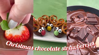 Christmas reindeer chocolate strawberries - chocolate food - foodiebeats tiktok video - diy short