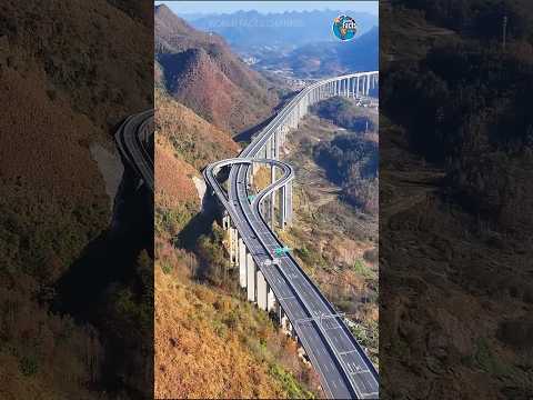 HIGH SPEED U-TURN INTERCHANGE HIGHWAY BRIDGE |ZIWANG Expressway spark bridge #facts #shorts #china