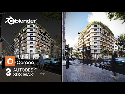Easy Photorealistic Exterior 3D Render | Blender - 3Ds Max - Corona Renderer
