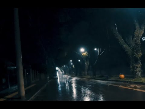 walking at night on a relaxing rainy day (no talking)