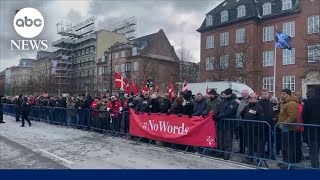 Danish veterans protest Trump outside of US embassy in Copenhagen