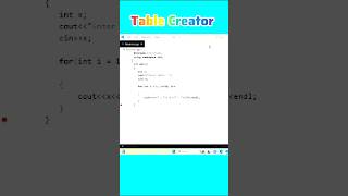 Table Creator Using C++ 😀 #shortsfeed #shorts #viral #correctcoding #cpp #viralvideo #views #coding