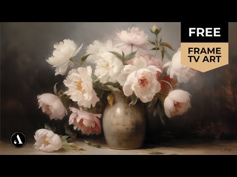 FREE Vintage Still Life Art Frame TV Peony Oil Painting Floral Screensaver Wallpaper | 2Hr 4k HD