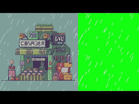 Green Screen Pixel Art Rain Sideways