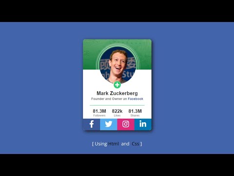 Amazing Profile Card Using Only HTML & CSS 🔥| Mark Zuckerberg Profile design using HTML & CSS [2020]