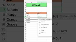 Excel ROW Function | Return Row Number In Excel #row #excelfunctions #exceltips #exceltricks #excel