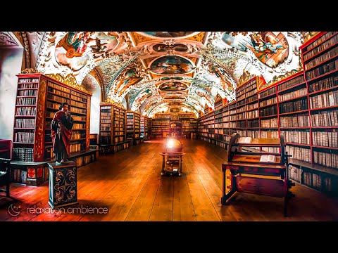 Castle Library Ambience 📖 Relaxing ASMR Library Sounds for Study or Sleep 📚 10 Hours