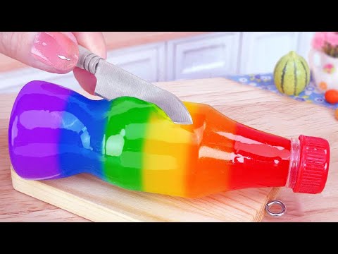 Mini cakes dessert – fresh fruit bottle jelly with rainbow jelly decorating ideas