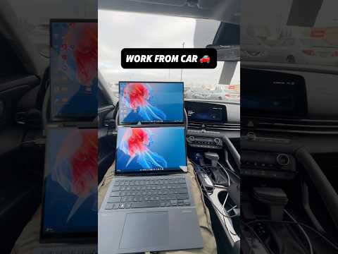Work from car 🚗 #workfromhome #remotework #asuszenbook #fyp #developer #setup #setuptour