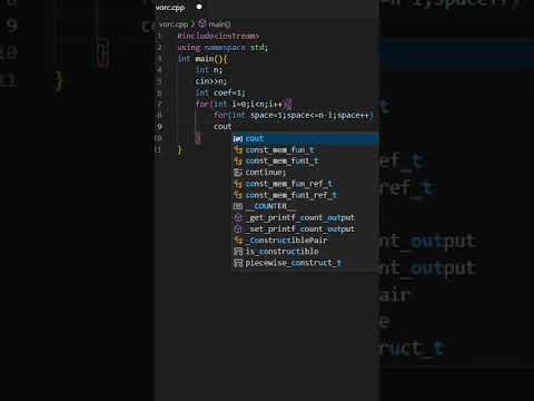 How to write a code to Print Pascal's Triangle in C++  🔥🔥📚  VSCODE