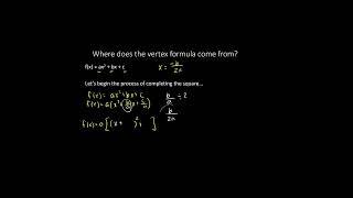 Where does it come from?  #mathhelp #quadratics #vertex #vertexformula #completethesquare