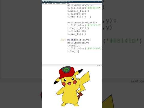 How to Create ✍Pikachi Image Using 🐍Python Turtle🐢 💖SUBSCRIBE💖 #short Video #python #programming