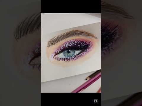 ✨ Realistic Eye Drawing with Glitter Makeup ✨#EyeDrawing #RealisticDrawing #GlitterMakeup #ArtShorts