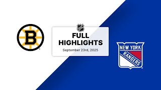NHL Preseason Highlights | Bruins vs. Rangers | September 23, 2025