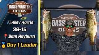 Dirty 36 by Riley Harris puts him in the Day 1 lead of the Bassmaster OPEN at Sam Rayburn