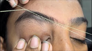 Eyebrow threading tutorial for beginners | thick to thin eyebrow threading #eyebrowthreading