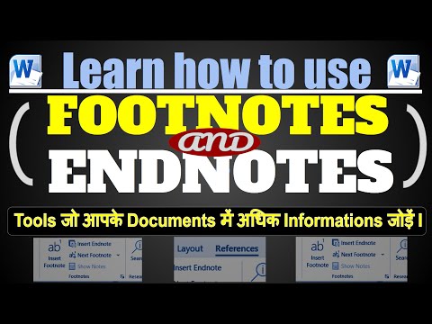 How to use footnotes in hindi | Footnotes endnotes ka upyog kaise kare | Footnotes in word