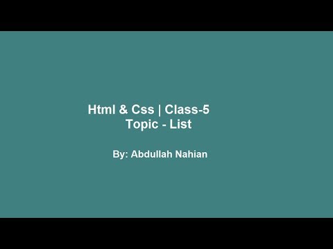 HTML Tutorial for Beginners in Bangla - Class 5  | List