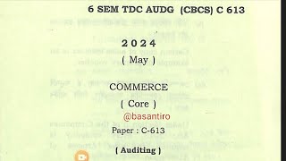 BCom 6th semester commerce core major C 613 paper Auditing Dibrugarh University 2024 @proysir