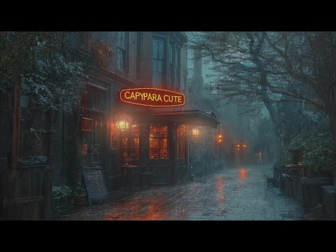 Heavy Rain & Thunderstorm for Sleep | Relaxing Café Ambience 🌩️🌙