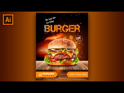 Burger Flyer Design Tutorial 2024 - Adobe Illustrator - MAK Visuals